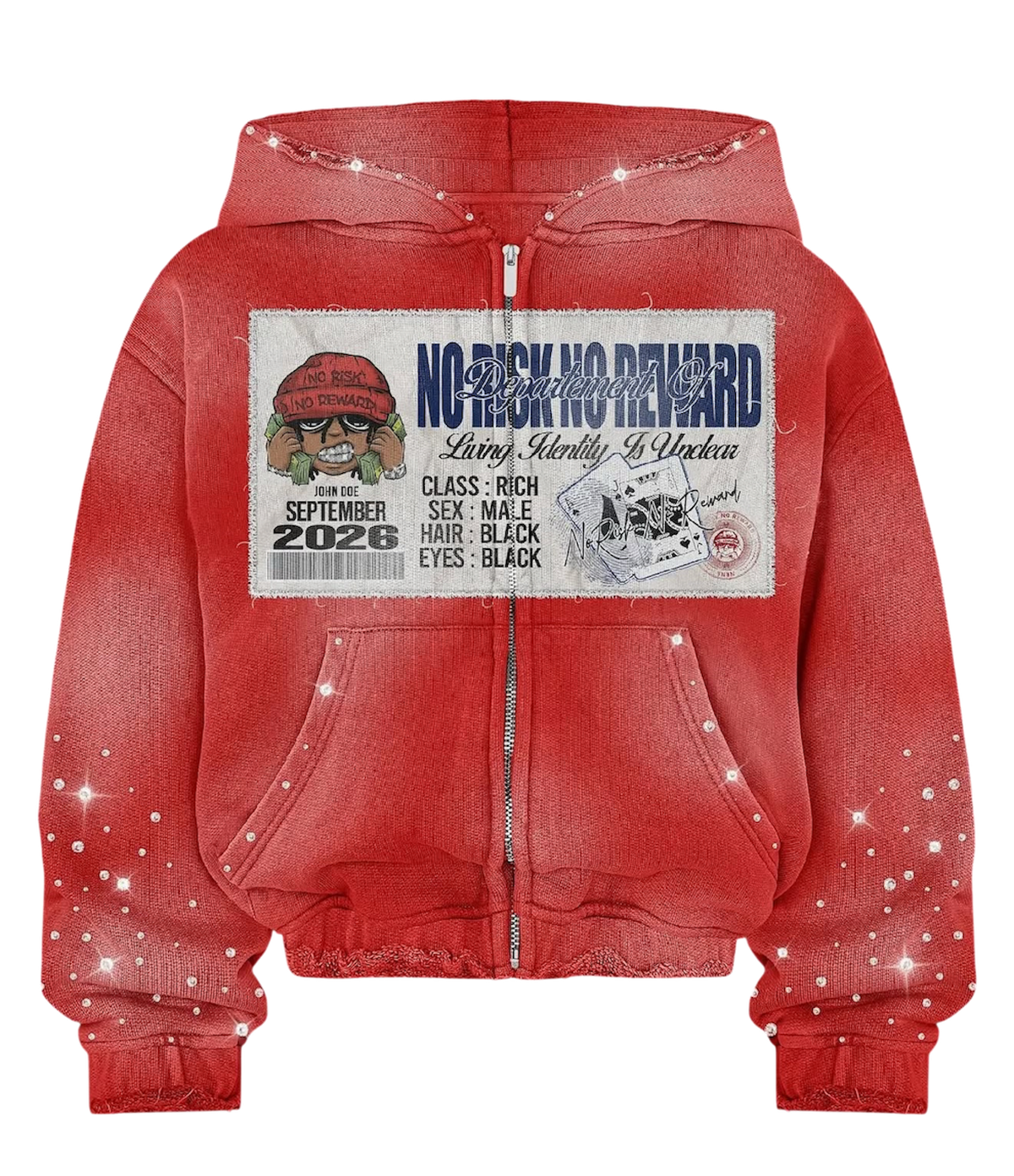 Red False Identity Zip-Up